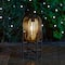 Glitzhome® 14.25" Black Slim Metal Stripes Solar Powered Edison Bulb Outdoor Lantern